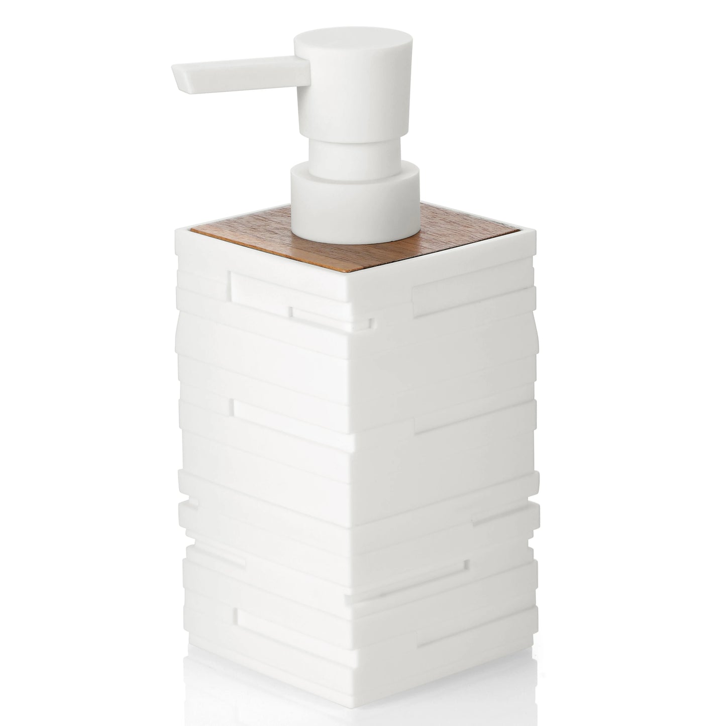 Distributeur Savon Beige Finition Bois de Teck