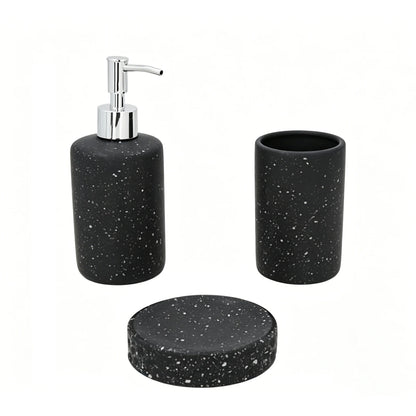 Set Salle de Bain Céramique Noir Effet Terrazzo 3 Pièces Économique