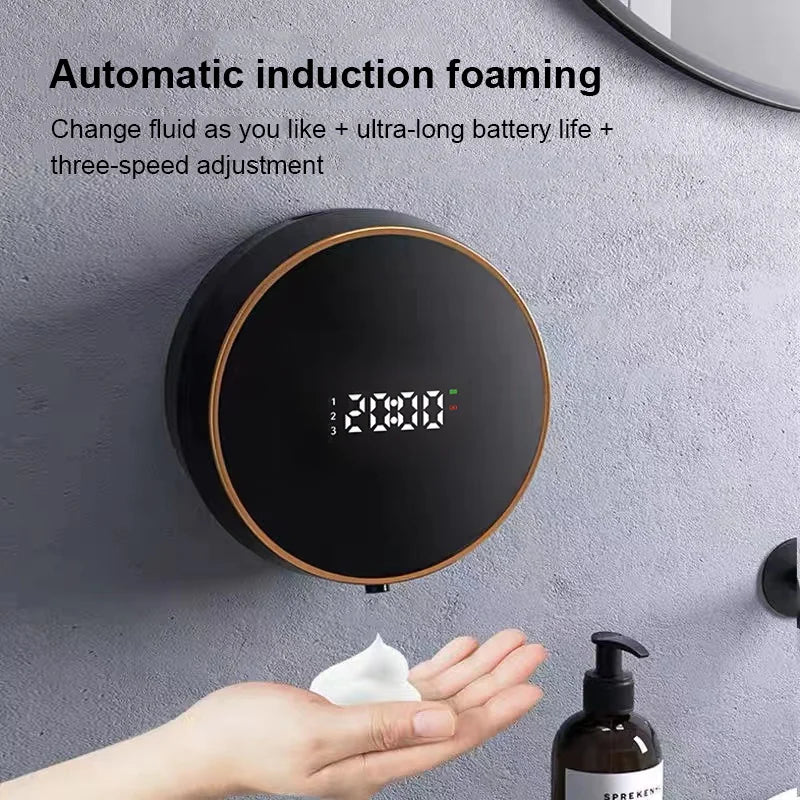 Distributeur Savon Mousse Mural Automatique Écran LED Capteur Infrarouge