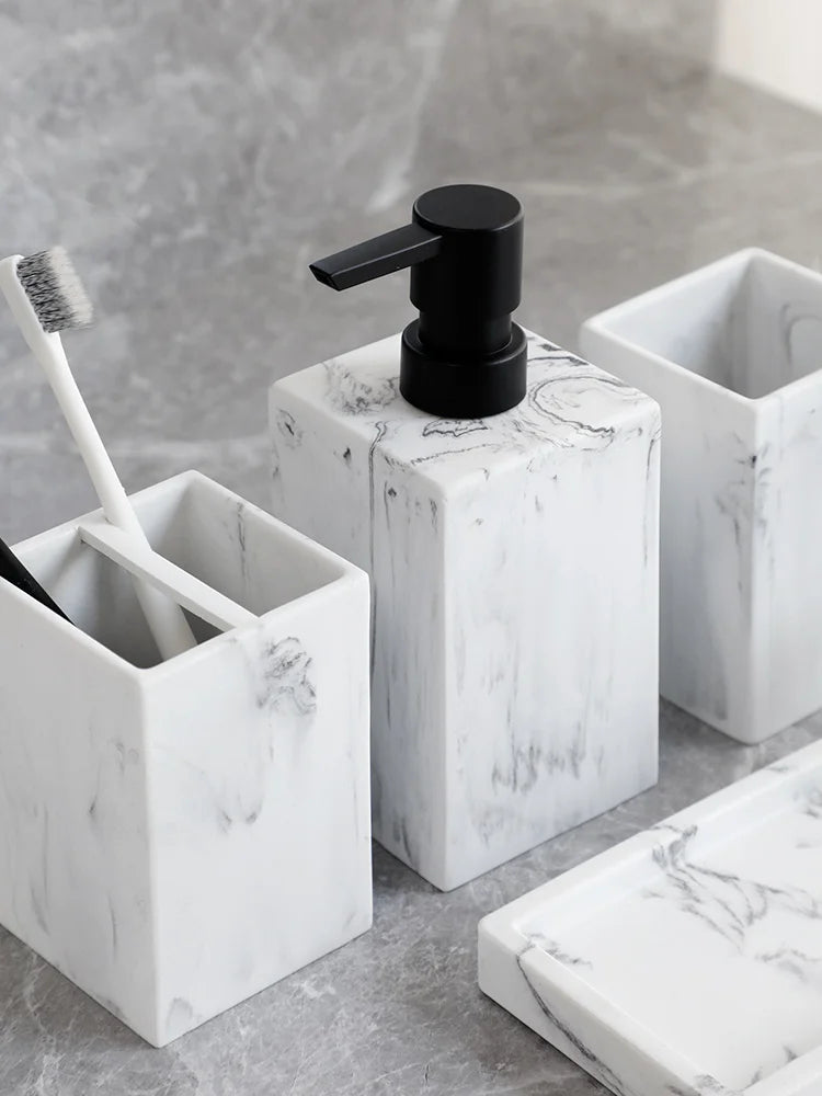 Set Salle de Bain Effet Marbre 4 Pièces Noir