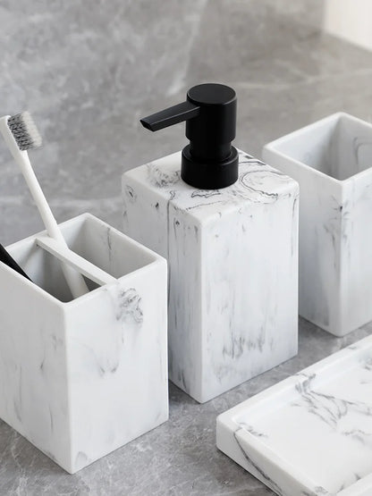 Set Salle de Bain Effet Marbre 4 Pièces Noir