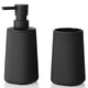 Set Salle de Bain 2 Pièces Noir Mat Rayé Distributeur et Porte-Brosse