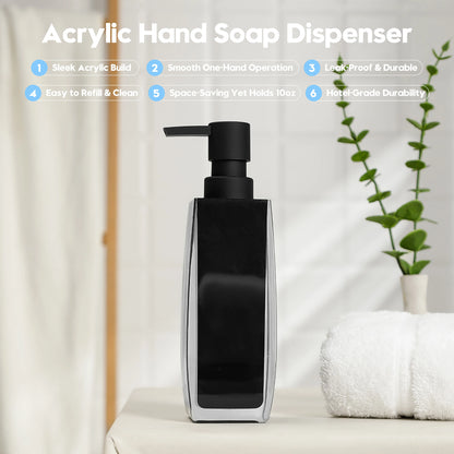 Distributeur Savon Double Noir Acrylique Cuisine et Salle de Bain