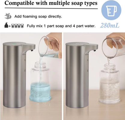 Distributeur Savon Automatique Inox avec Éclairage LED Cuisine et Salle de Bain