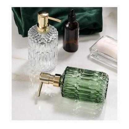 Distributeur Savon Verre Rechargeable Noir - 400ml