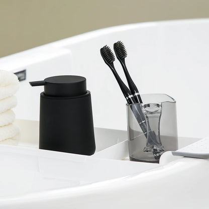 Distributeur Savon Liquide Noir Mat Minimaliste Blanc Doré - 320ml