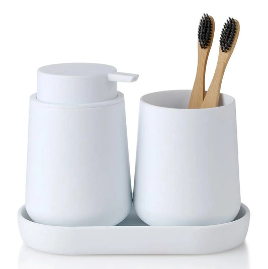 Set Salle de Bain 3 Pièces Blanc Minimaliste - 320ml
