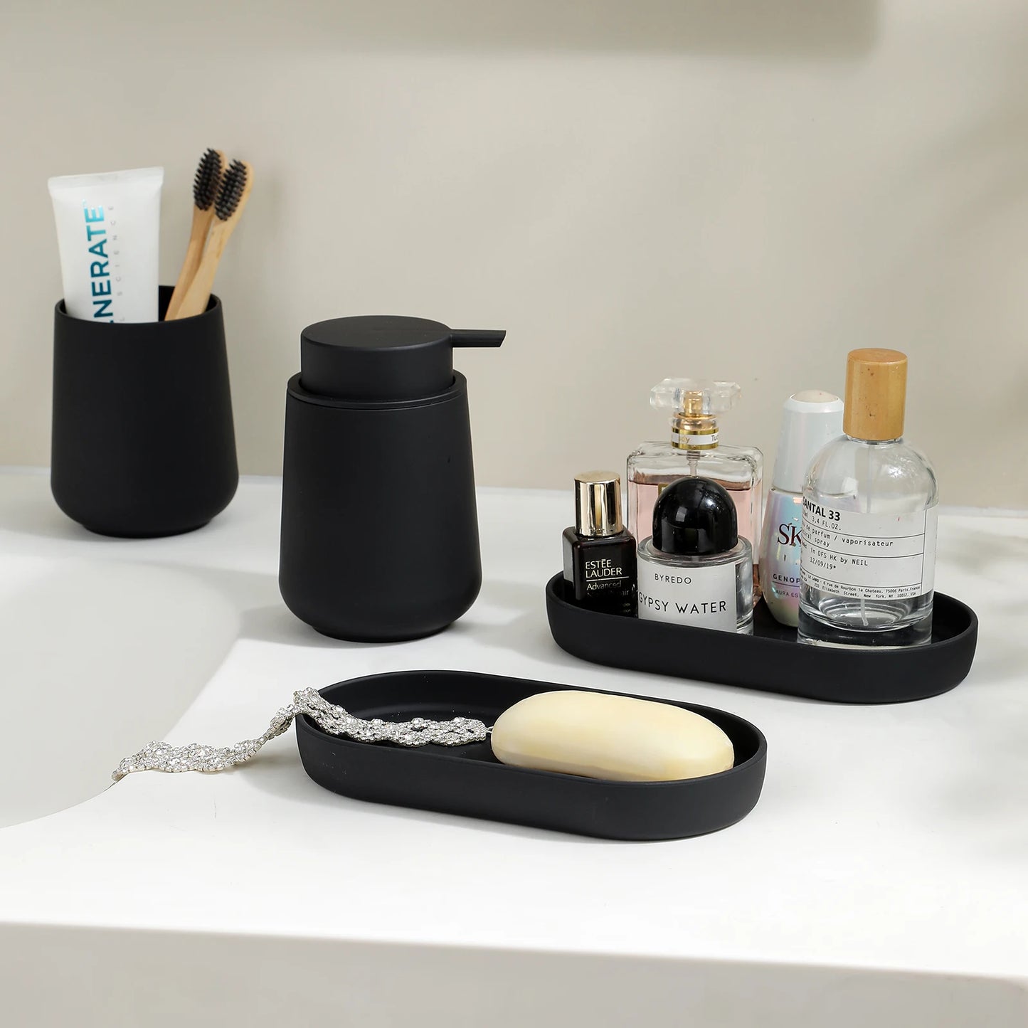 Set Salle de Bain 3 Pièces Blanc Minimaliste - 320ml