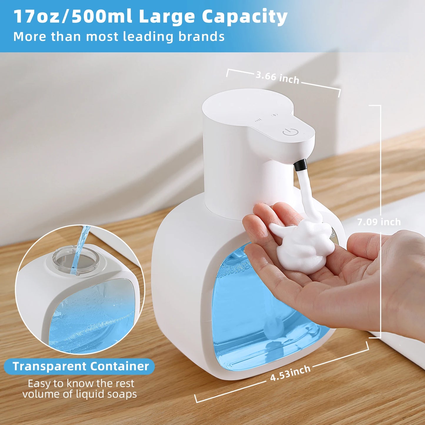 Distributeur Mural Automatique Mousse 500ml Blanc - P6