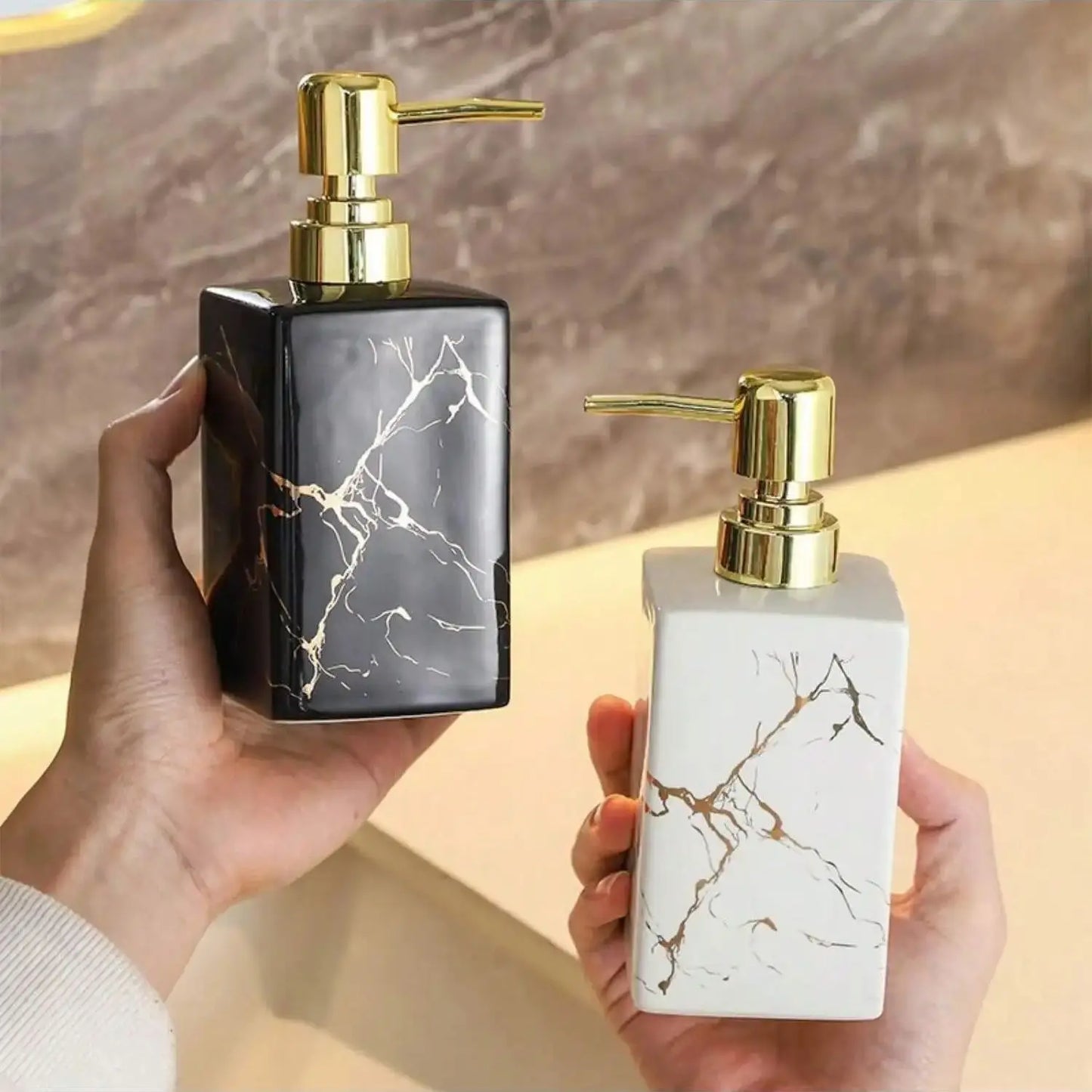 Distributeur Savon Céramique Européen Blanc - 350ml