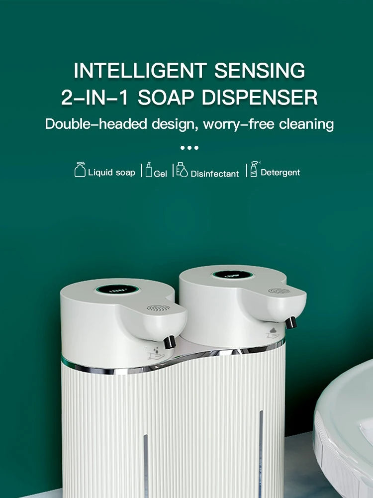 Distributeur électrique de savon double tête sans contact pour lavage des mains
