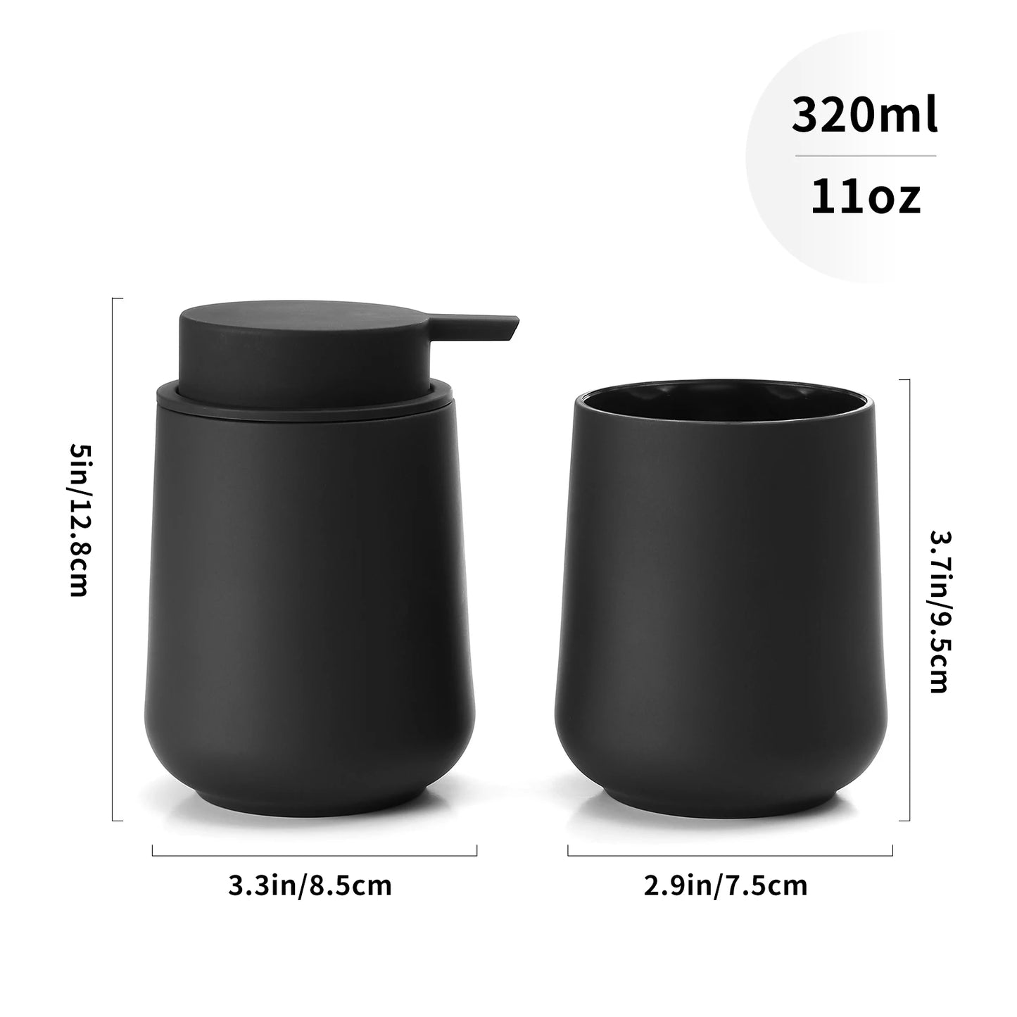 Set Salle de Bain 2 Pièces Blanc Doré - Distributeur et Gobelet