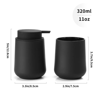 Set Salle de Bain 2 Pièces Blanc Doré - Distributeur et Gobelet