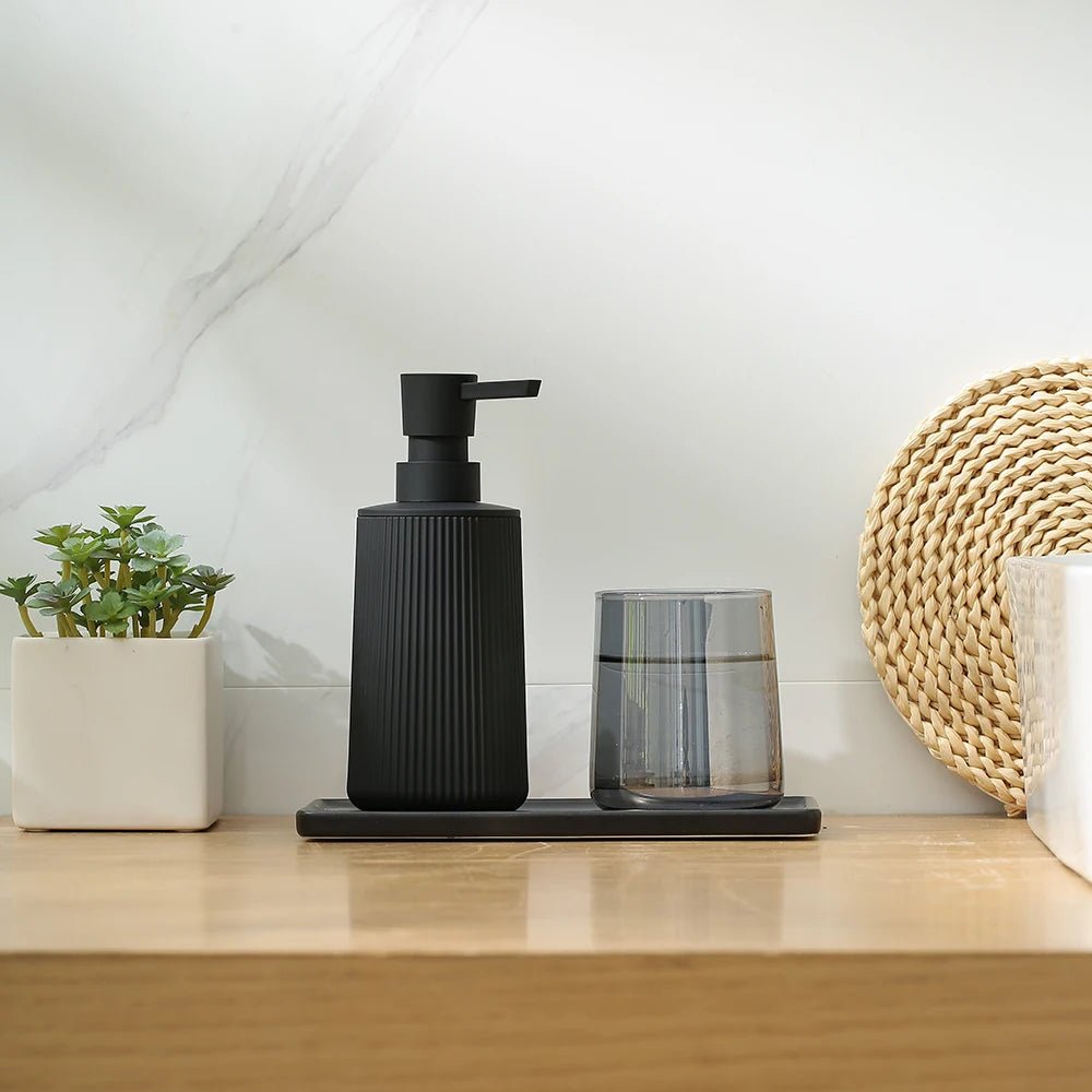 Distributeur Savon Rayé Mat Noir - 250ml