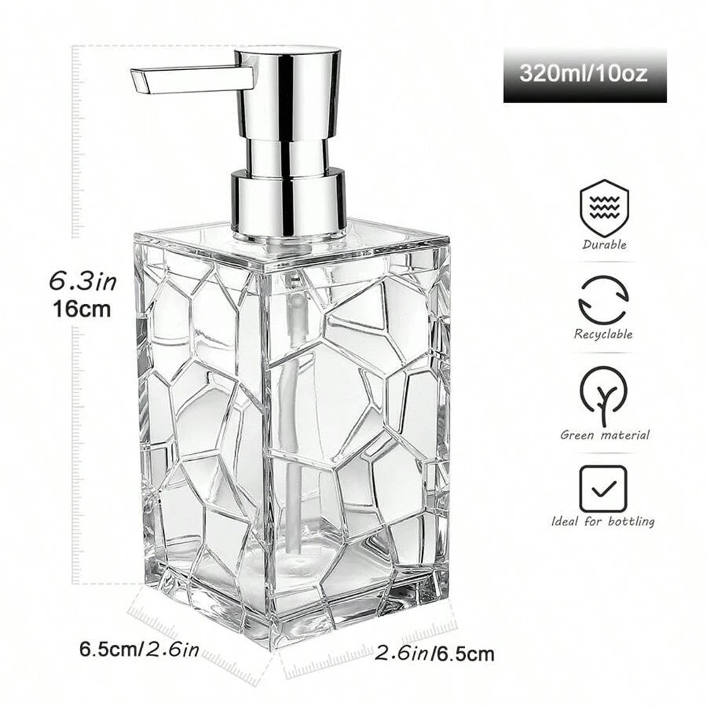 Distributeur Savon Acrylique Transparent Anti-Rouille Noir - 320ml
