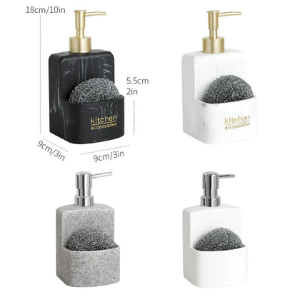 Set Distributeur Savon Cuisine Pierre Marbre Bleu Compact