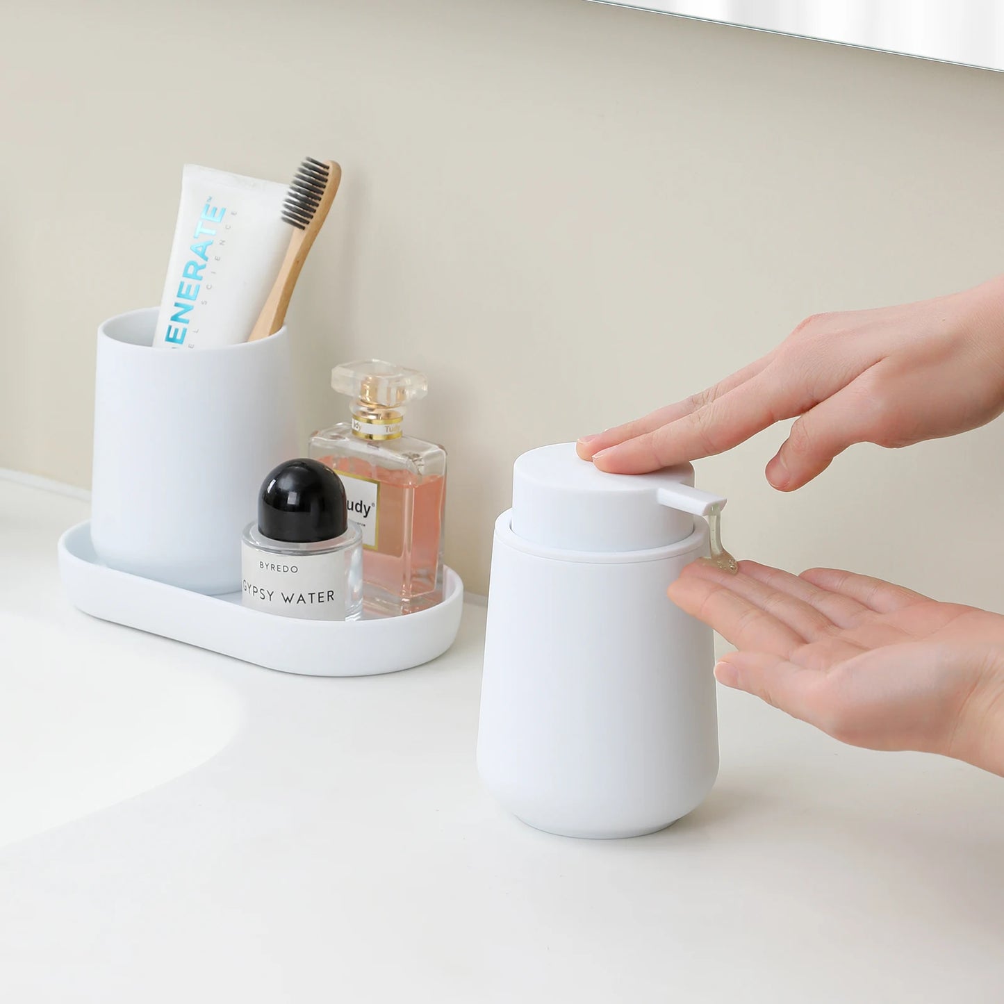 Set Salle de Bain 3 Pièces Blanc Minimaliste - 320ml
