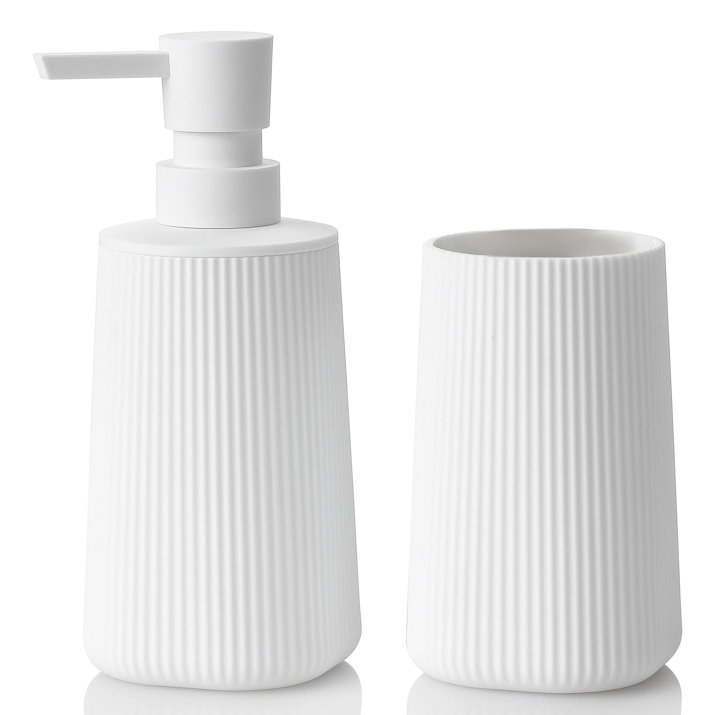 Set Salle de Bain 2 Pièces Noir Mat Rayé Distributeur et Porte-Brosse