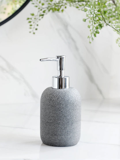 Set Salle de Bain 5 Pièces Gris - Distributeur, Brosse, Gobelet