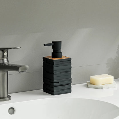 Distributeur Savon Beige Finition Bois de Teck