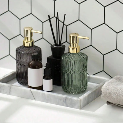 Distributeur Savon Verre Rechargeable Noir - 400ml
