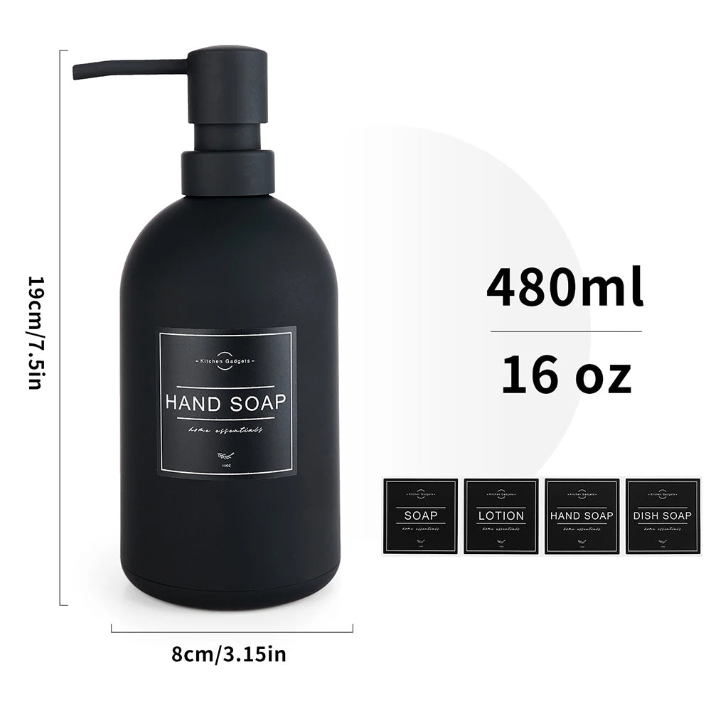 Distributeur Savon Noir Mat Grande Capacité 480ml