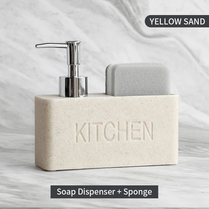 Set Distributeur Savon Cuisine Pierre Sable Blanc