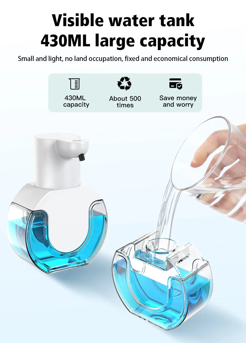 Distributeur automatique de savon mousse et gel 420 ml avec réservoir transparent