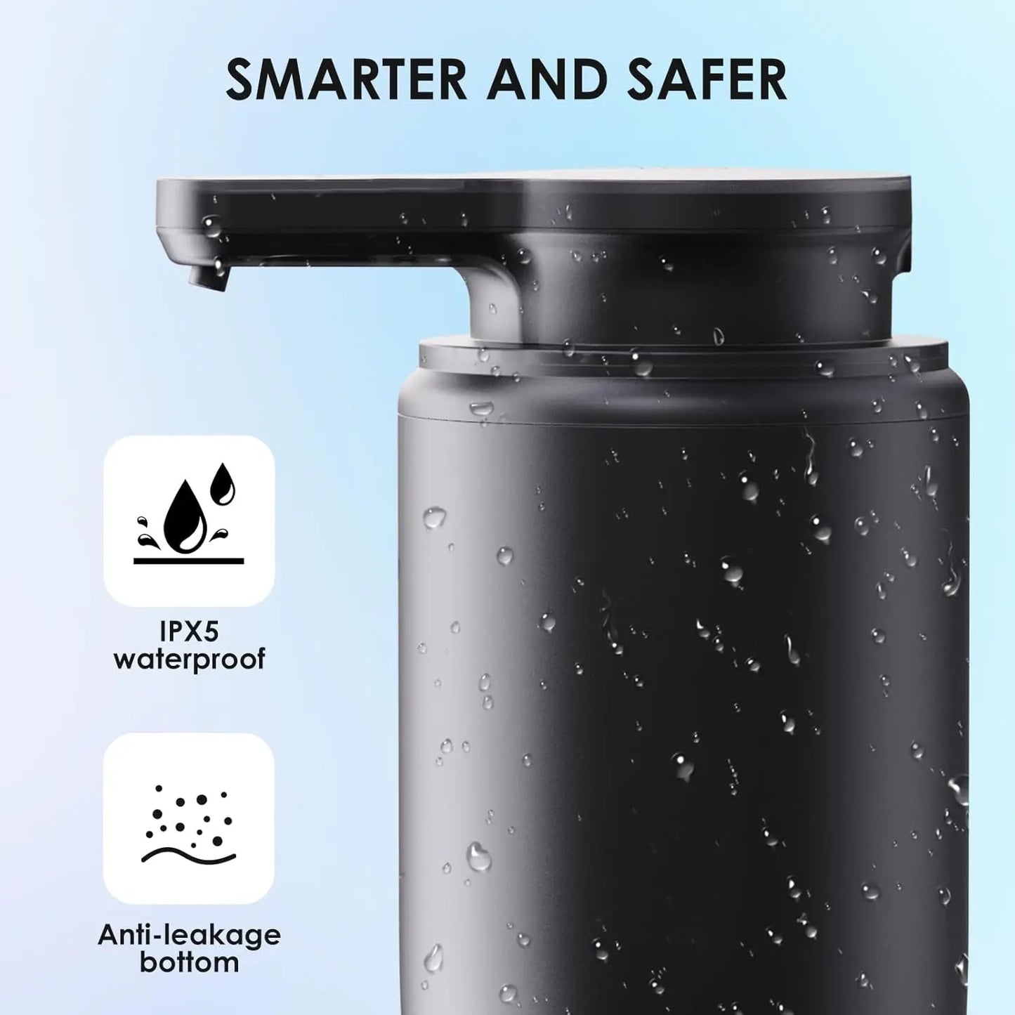 Distributeur Savon Mousse Automatique Noir IPX5 USB-C - 300ml