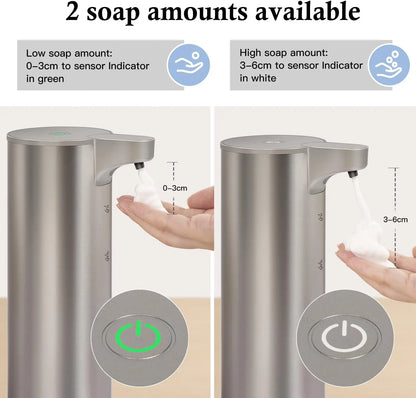 Distributeur Savon Automatique Inox avec Éclairage LED Cuisine et Salle de Bain
