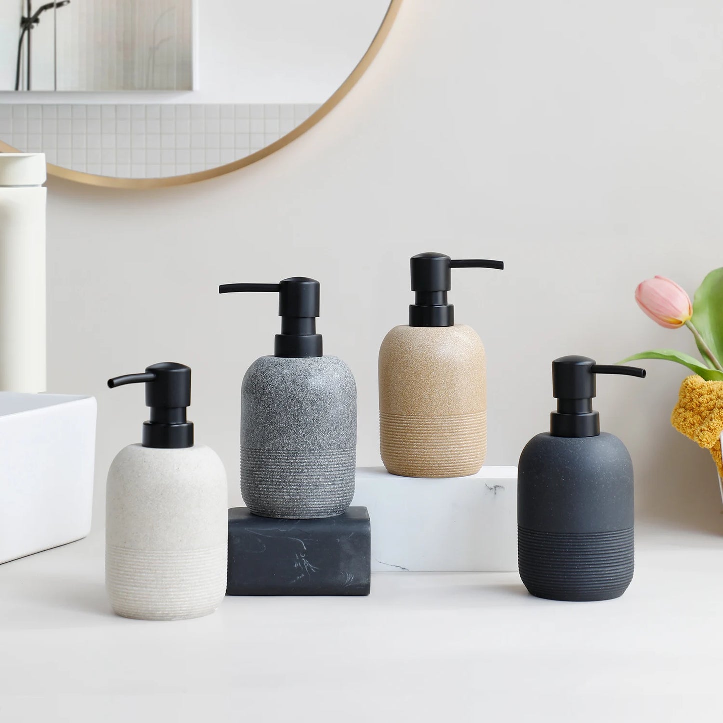 Distributeur Savon Rechargeable Marron - Cuisine Salle de Bain Douche
