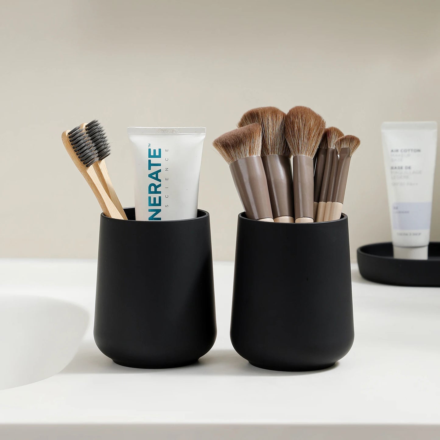 Set Salle de Bain 3 Pièces Noir Minimaliste - 320ml