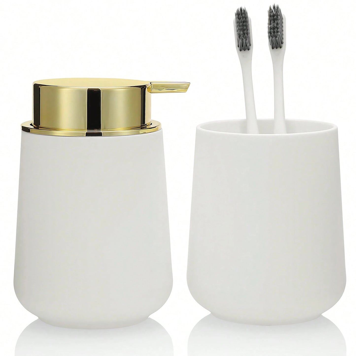 Set Salle de Bain 2 Pièces Noir Mat - Distributeur et Gobelet Vanity