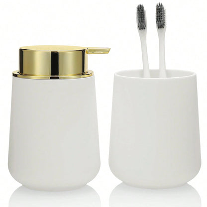 Set Salle de Bain 2 Pièces Noir Mat - Distributeur et Gobelet Vanity
