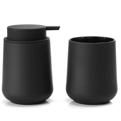 Set Salle de Bain 2 Pièces Noir Mat - Distributeur et Gobelet Vanity