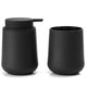 Set Salle de Bain 2 Pièces Noir Mat - Distributeur et Gobelet Vanity