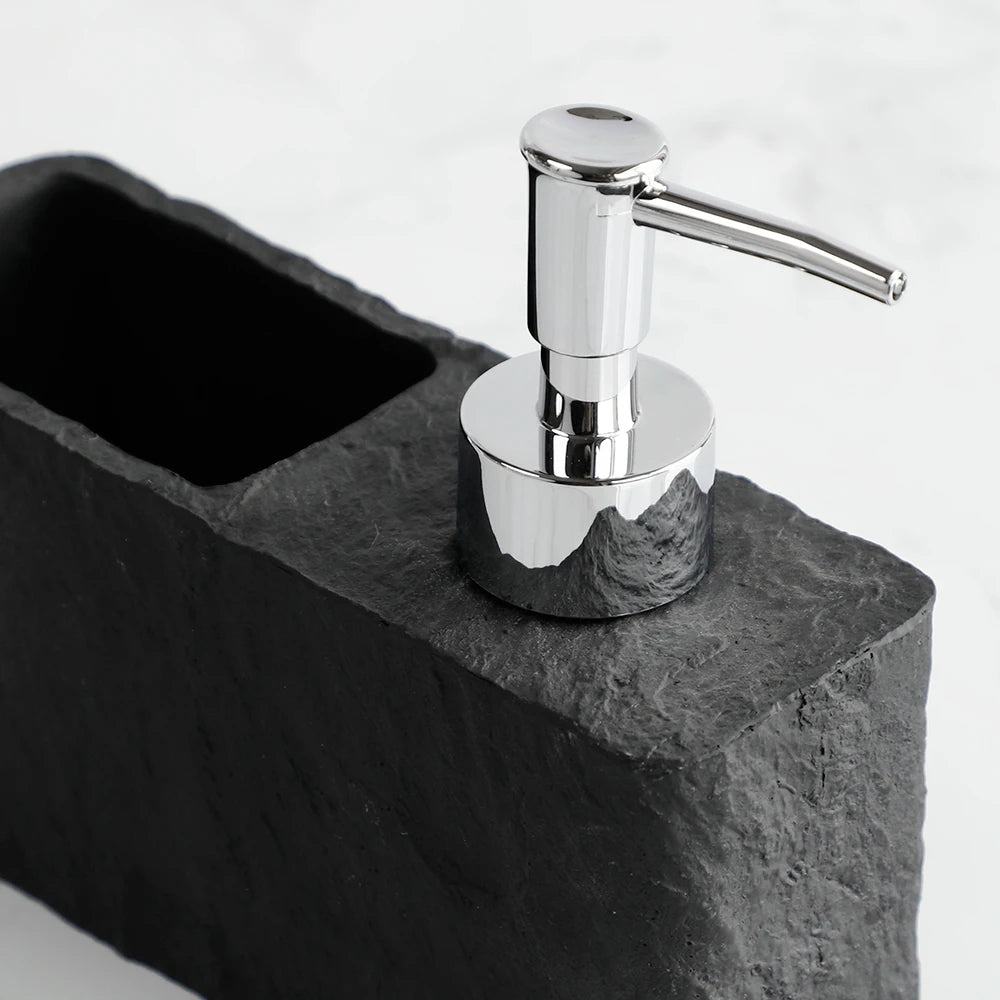 Distributeur Savon Cuisine Effet Pierre Jaune avec Porte-Éponge