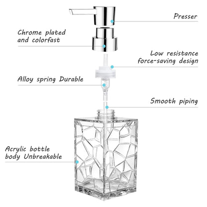 Distributeur Savon Acrylique Transparent Anti-Rouille Noir - 320ml
