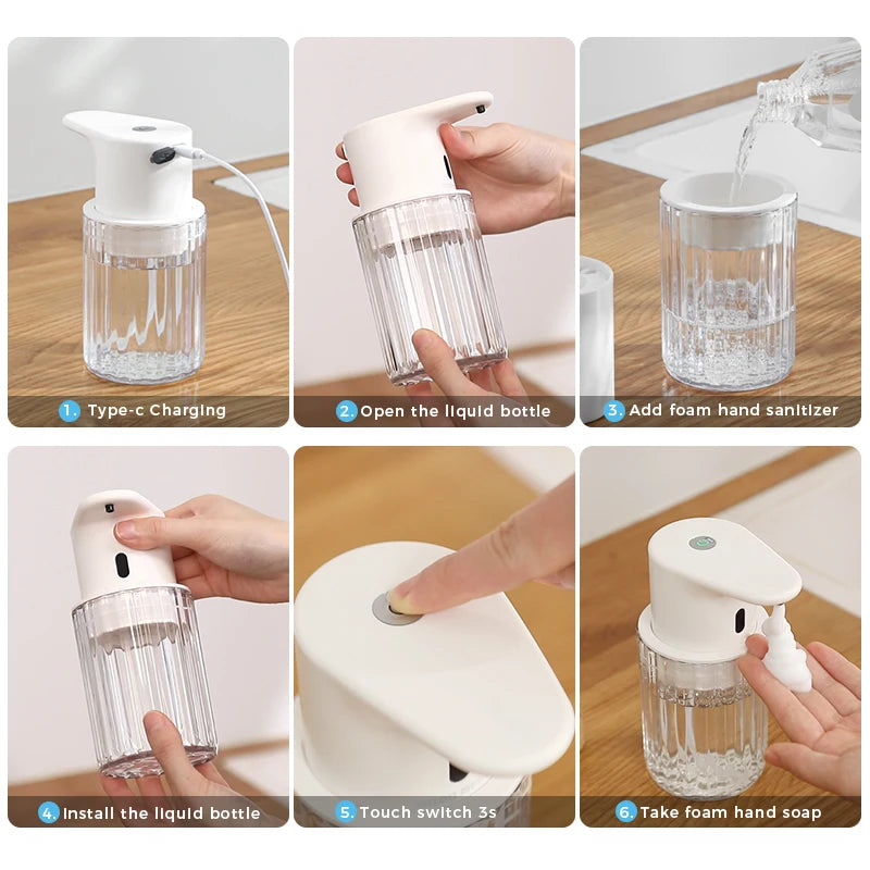 Distributeur Savon Liquide Automatique Cuisine 300ml USB Rechargeable Sans Contact