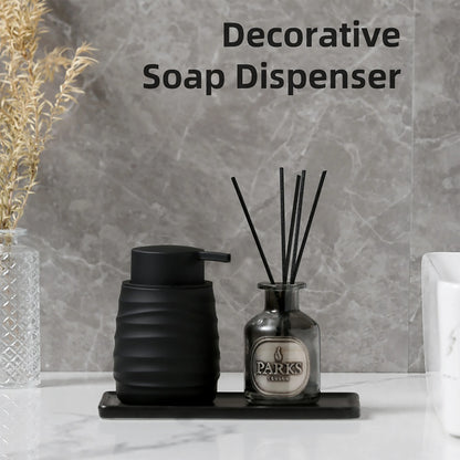 Distributeur Savon Rayé Design Moderne Noir - 230ml