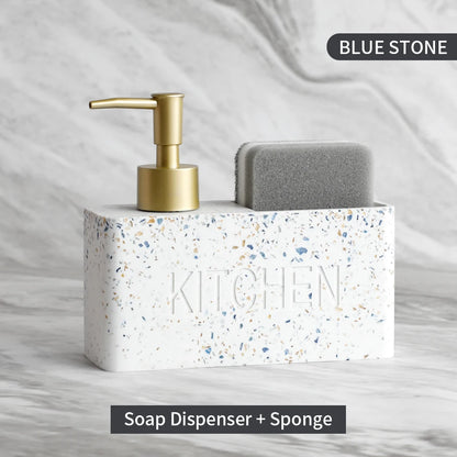 Set Distributeur Savon Cuisine Pierre Sable Blanc