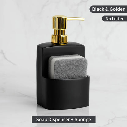 Set Distributeur Savon Cuisine Pierre Marbre Blanc Compact
