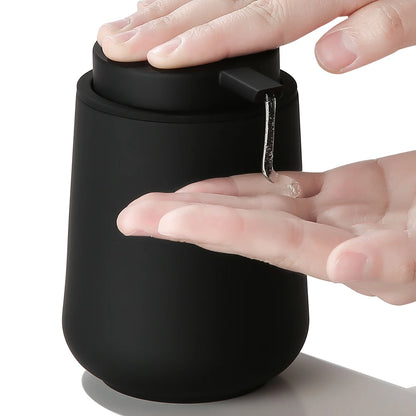 Distributeur Savon Liquide Noir Mat Minimaliste Blanc Doré - 320ml