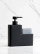 Distributeur Savon Vaisselle Noir 450ml avec Porte-Éponge