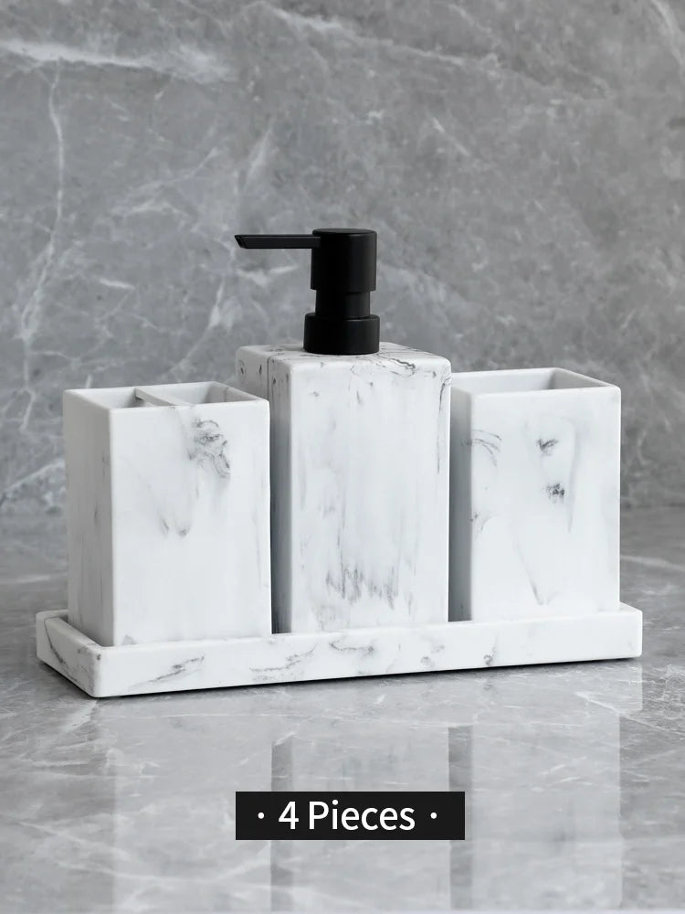 Set Salle de Bain Effet Marbre 4 Pièces Noir