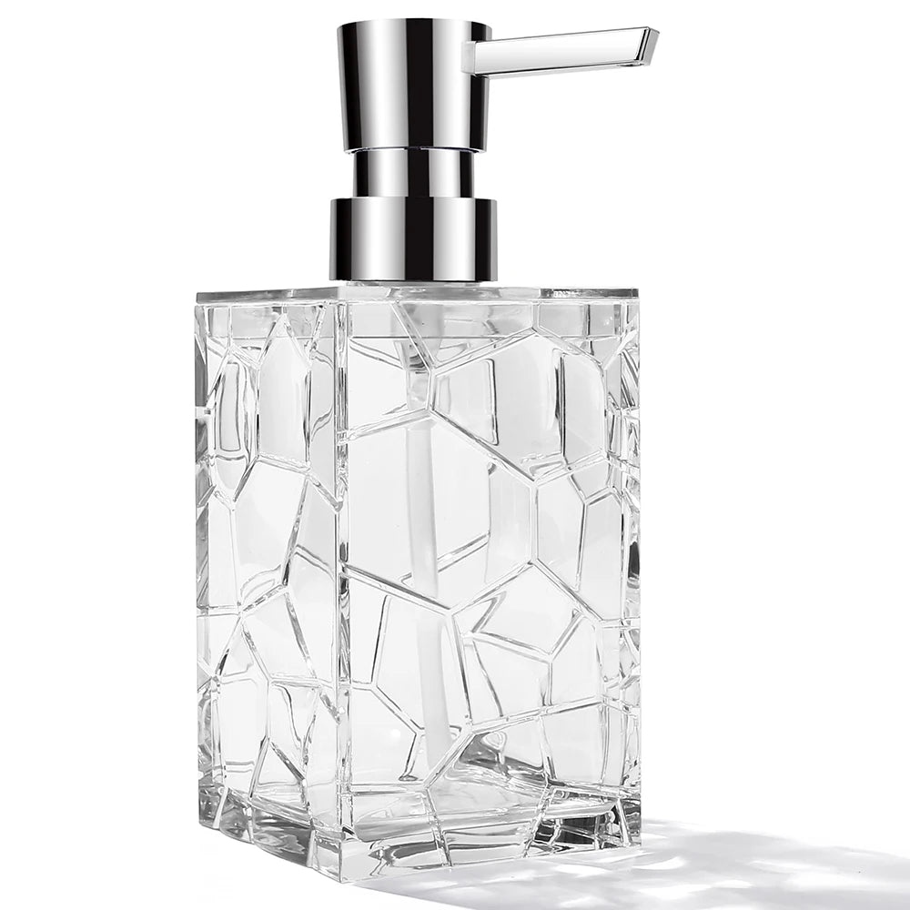 Distributeur Savon Acrylique Transparent Anti-Rouille Noir - 320ml