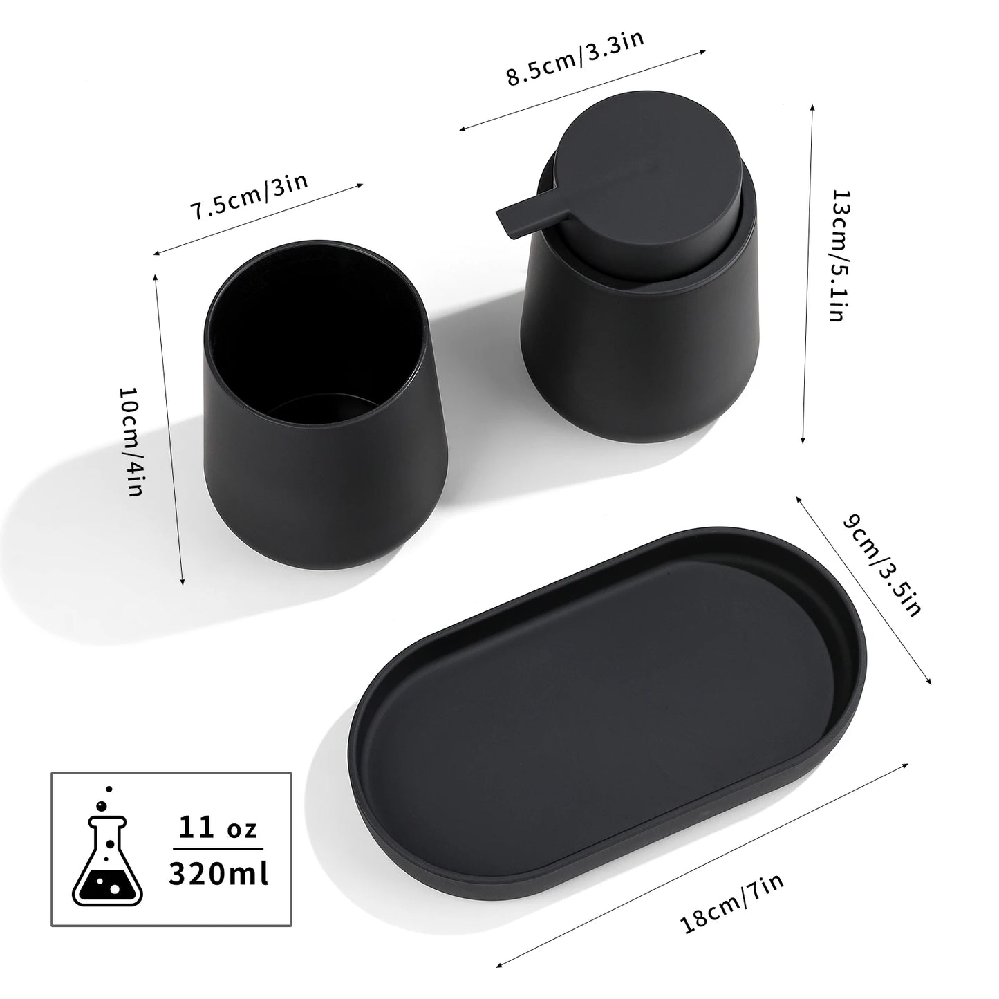 Set Salle de Bain 3 Pièces Blanc Minimaliste - 320ml