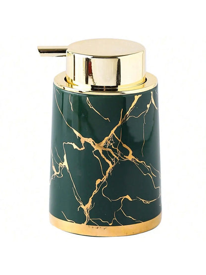 Distributeur Savon Céramique Marbre Luxe Noir - 400ml