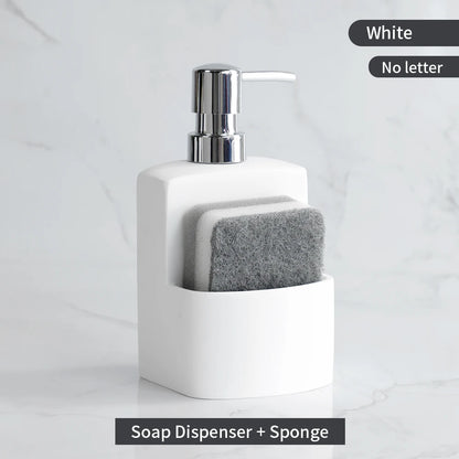 Set Distributeur Savon Cuisine Pierre Marbre Blanc