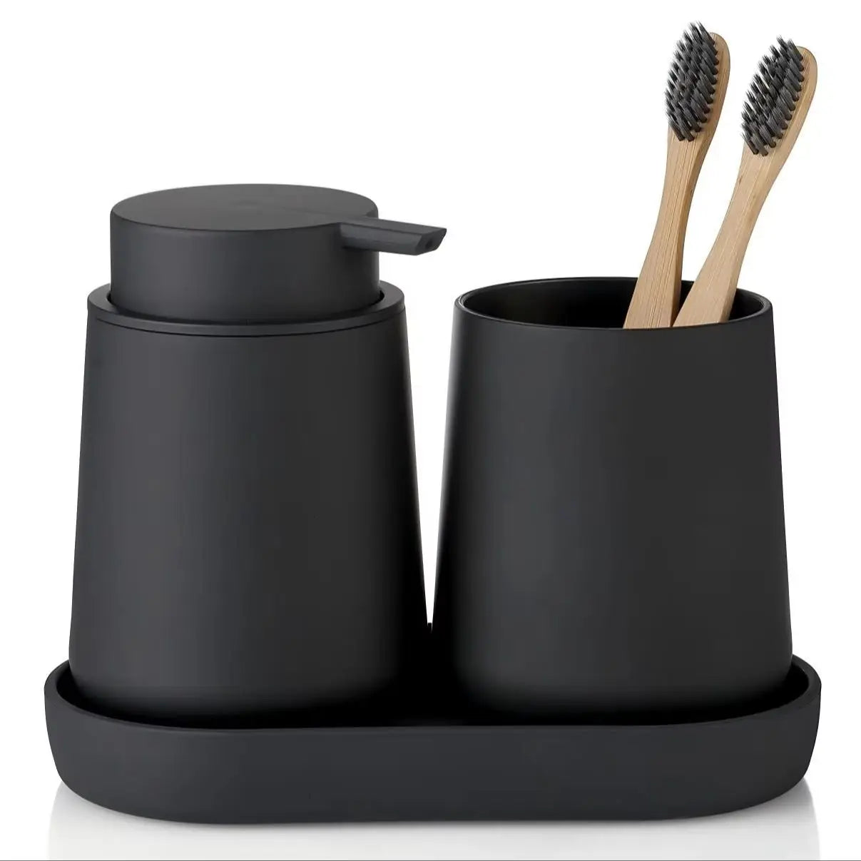 Set Salle de Bain 3 Pièces Noir Minimaliste - 320ml